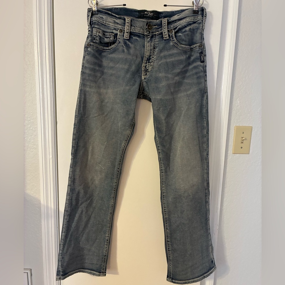 Silver Jeans Men's Zac Size 32/32 Straight Jeans - Washed Blue